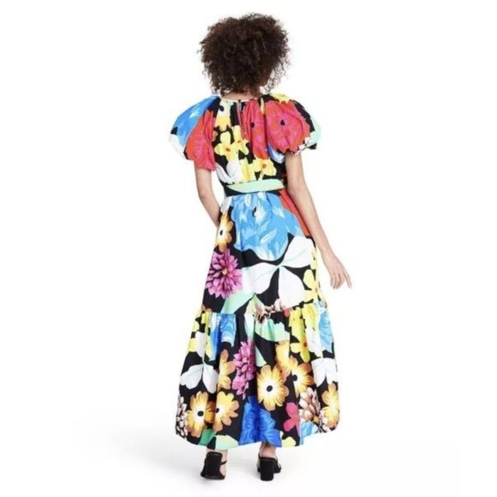 Christopher John Rogers Woman's Floral High Low Dress XS Puff Sleeve Bright New - Picture 7 of 12